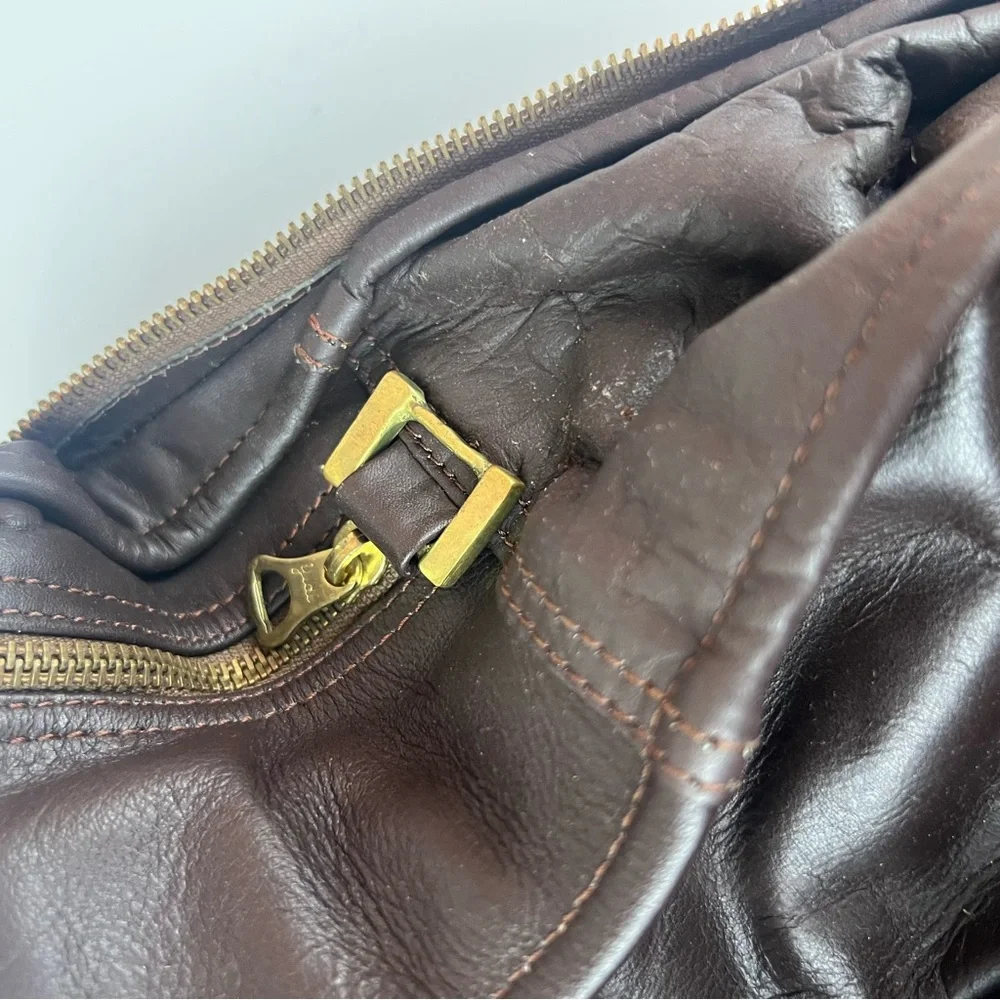 Vintage Men’s Brown Leather Convertible Travel Bag Briefcase Work Bag